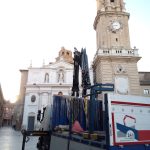Descarga en la plaza de La Seo de Zaragoza